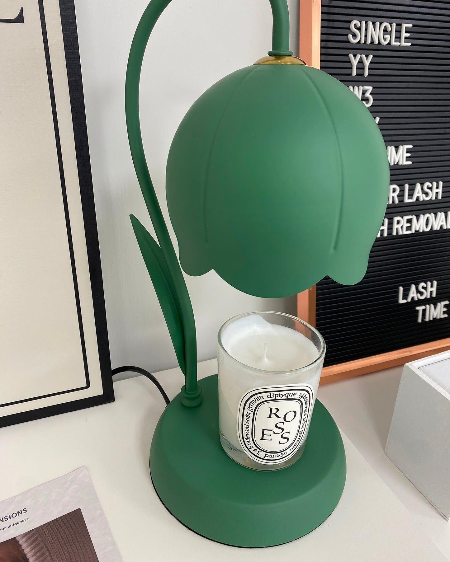 Green Banker Style Candle Warmer Lamp