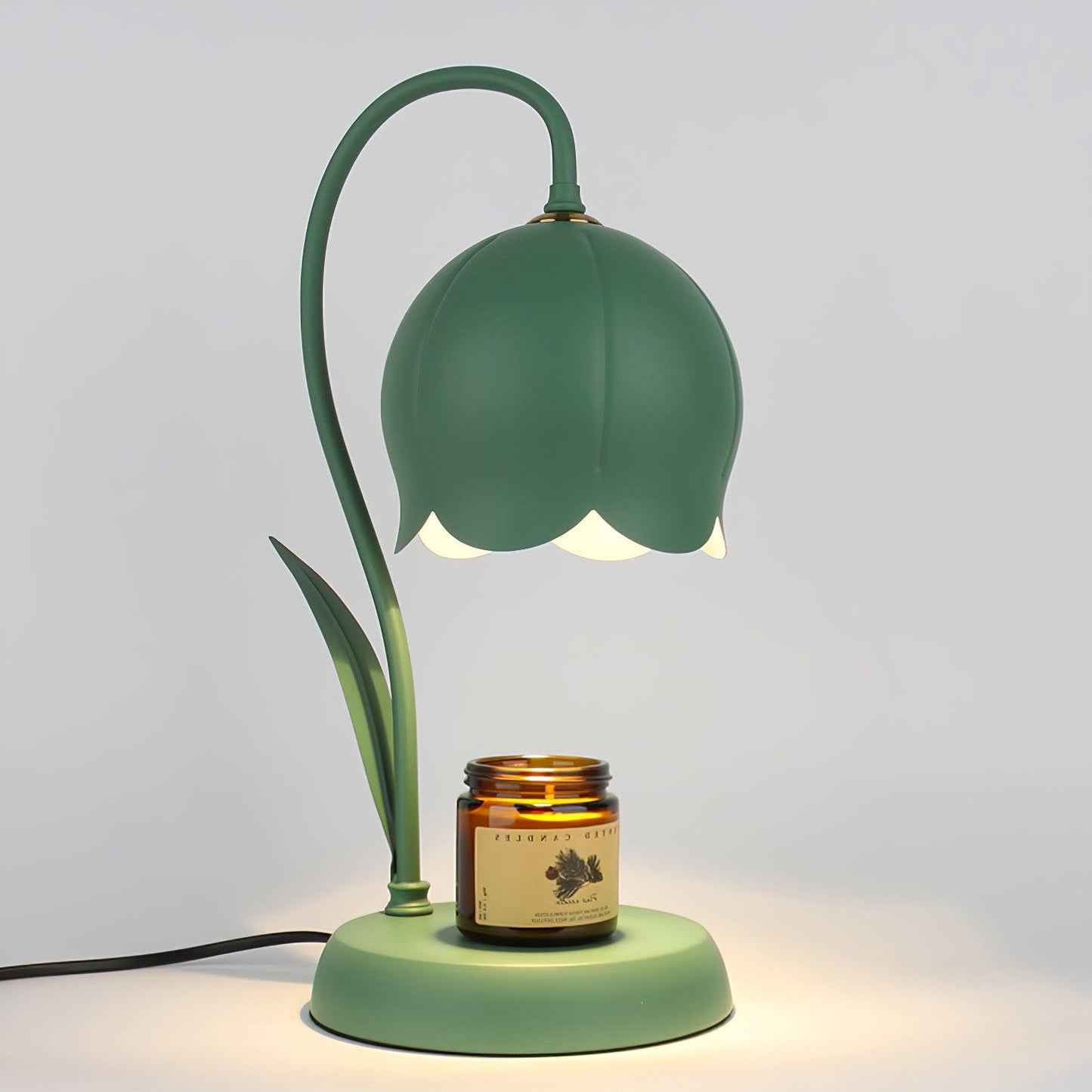 Green Banker Style Candle Warmer Lamp