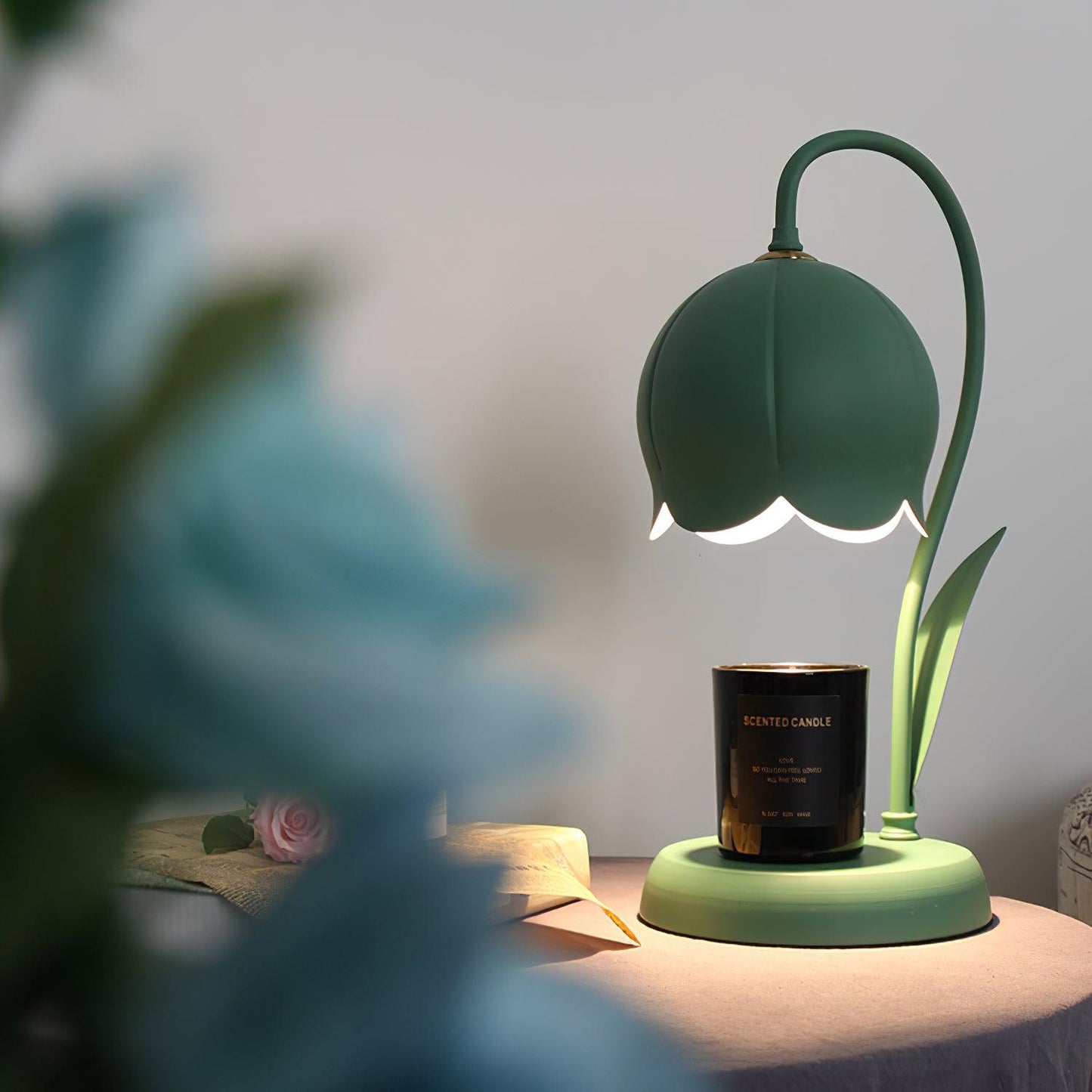Green Banker Style Candle Warmer Lamp